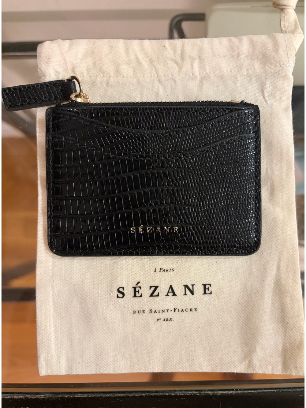 NWOT Sezane Embossed Leather Card holder/coin purse